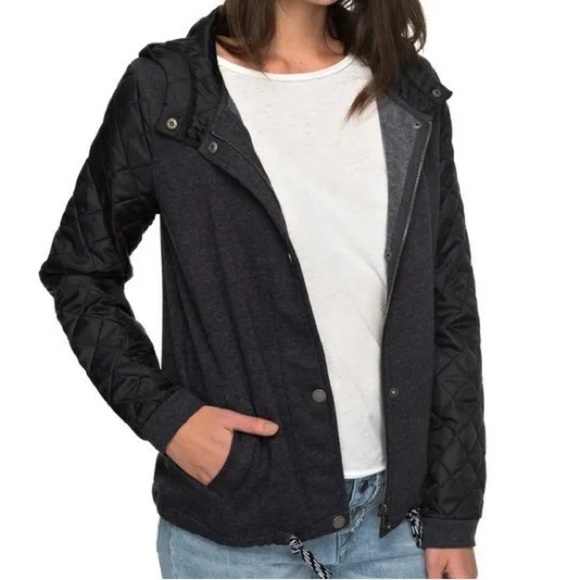 Roxy | Mystic Fall Fleece Lined Lightweight Jacket | Medium, Hood, Snaps, Zipper - Picture 2 of 12